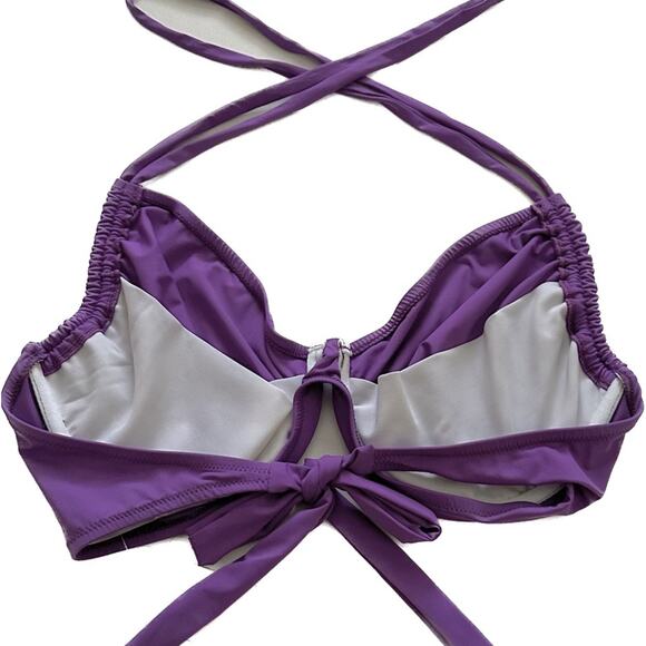 Seatop Bikini Top Swim Purple Halter Neck Underwire Adjustable Bikini Top Size H - Picture 8 of 13